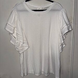 Zac & Rachel White Ruffle Sleeve Blouse